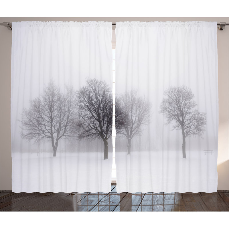 East Urban Home Winter Decorations Foggy Winter Scene With